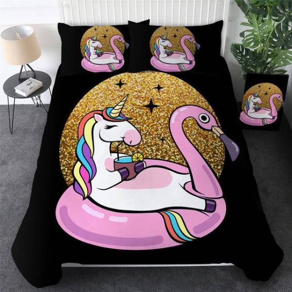 Pink Flamingo Unicorn Bed Set